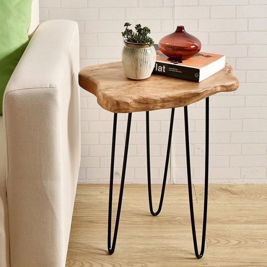 Coffee & Accent Tables * | Welland Industries Llc Cedar Wood Stump End Table Rustic Surface Side Table