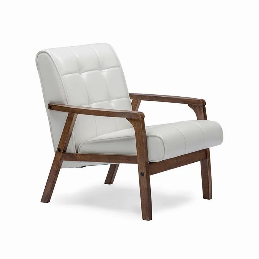 Chairs * | Baxton Studio Mid-Century Masterpieces Club Chair, White