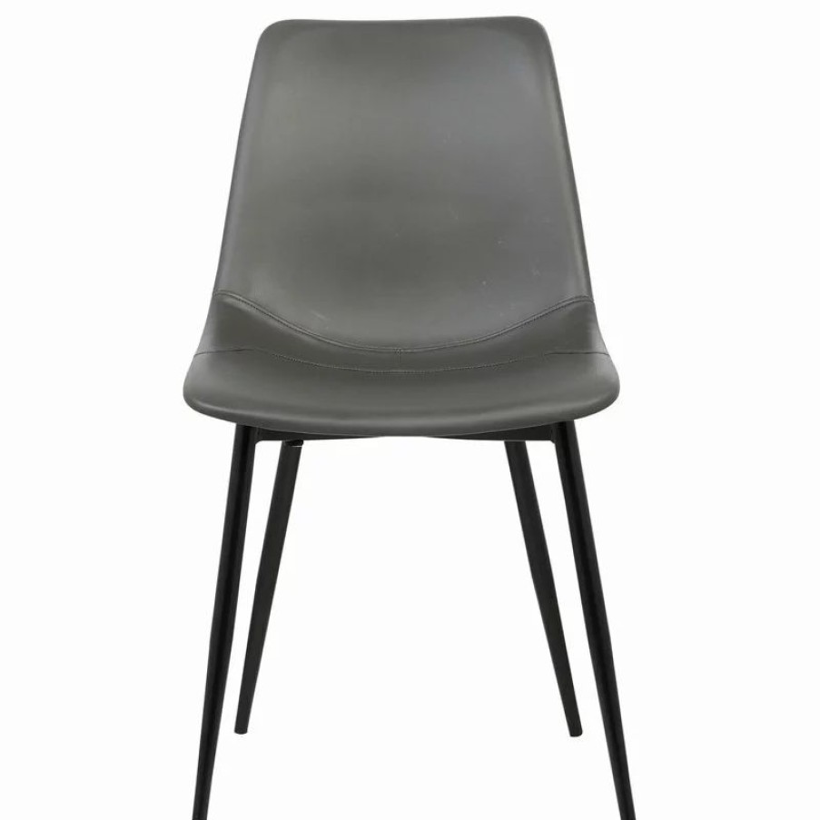 Chairs * | Armen Living Monte Contemporary Dining Chair With Black Powder Coated Metal Legs, Gray