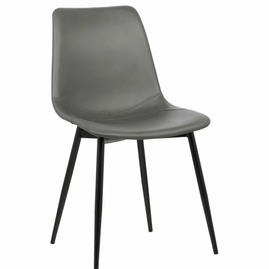 Chairs * | Armen Living Monte Contemporary Dining Chair With Black Powder Coated Metal Legs, Gray