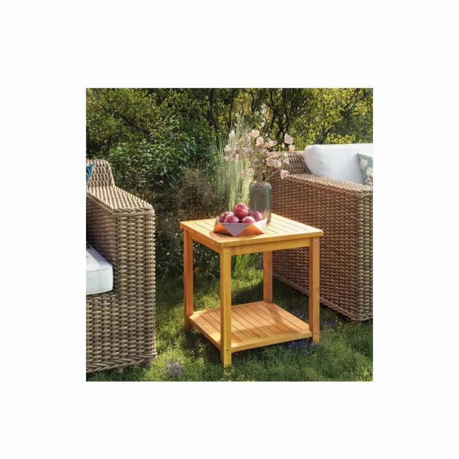 Coffee & Accent Tables * | Vida Xl International B.V. Vidaxl Side Table Solid Acacia Wood 17.7 X17.7 X17.7