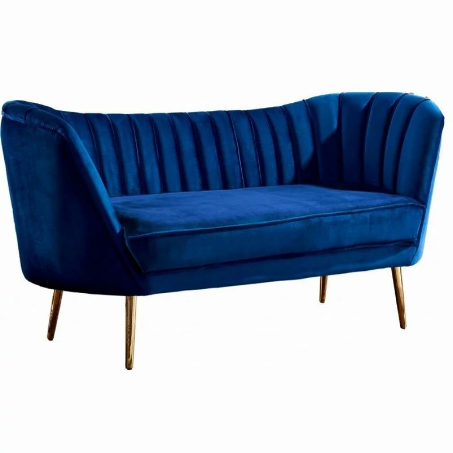 Sofas & Sectionals * | Meridian Furniture Margo Velvet Loveseat, Navy