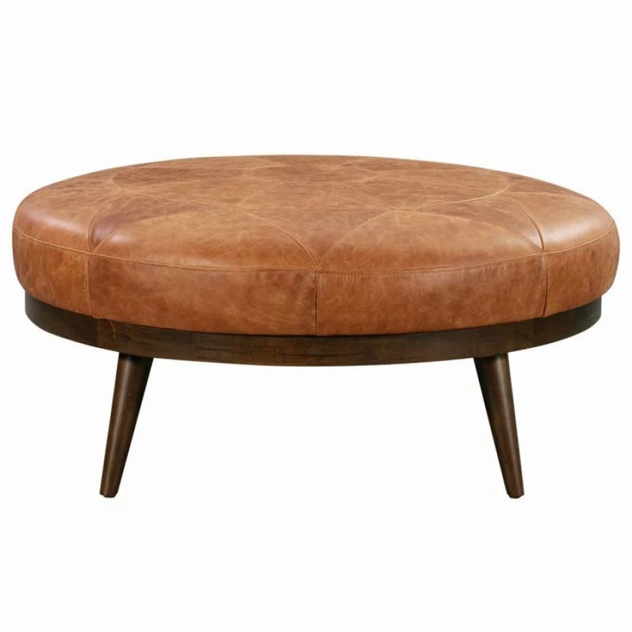 Footstools & Ottomans * | Poly & Bark Poly And Bark Gio Ottoman, Cognac Tan