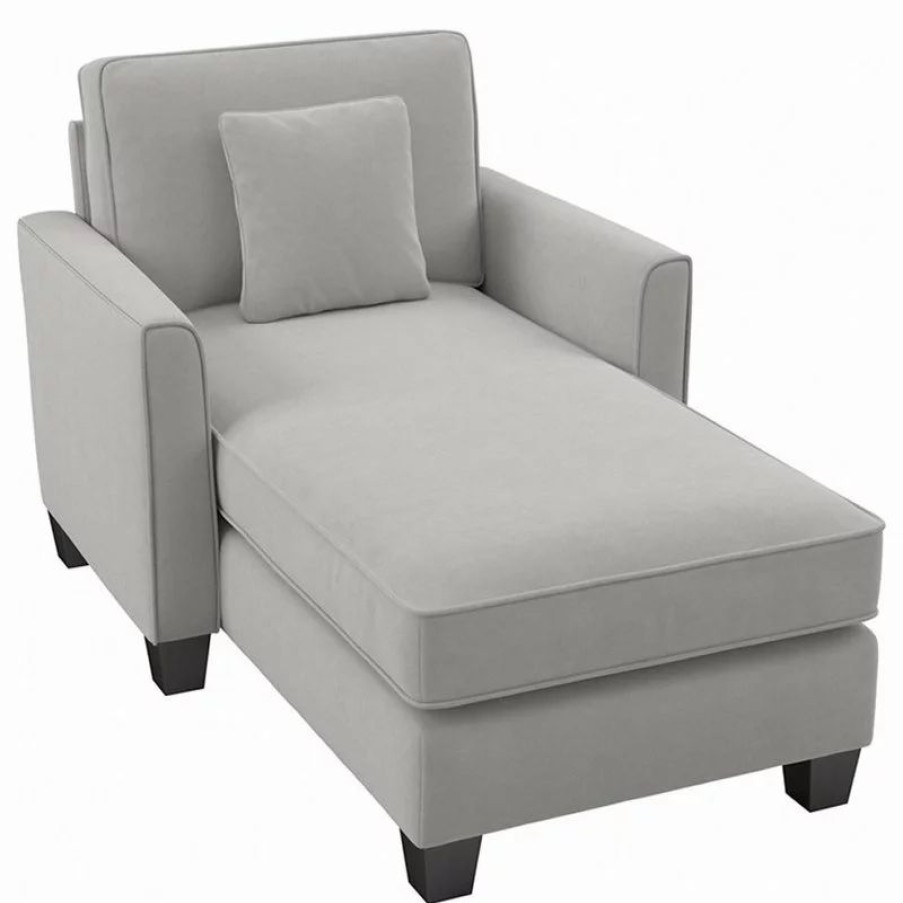 Chairs * | Bush Business Furniture Flare Chaise Lounge With Arms In Light Gray Microsuede Fabric