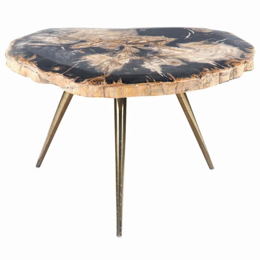 Coffee & Accent Tables * | Brimfield & May Contemporary Black Petrified Stone Coffee Table 91962