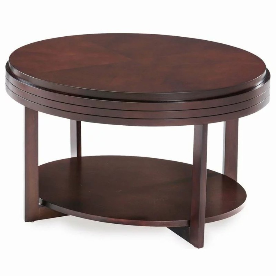 Coffee & Accent Tables * | Leick Home Leick Favorite Finds Oval Wood Coffee Table In Brown/Chocolate Cherry