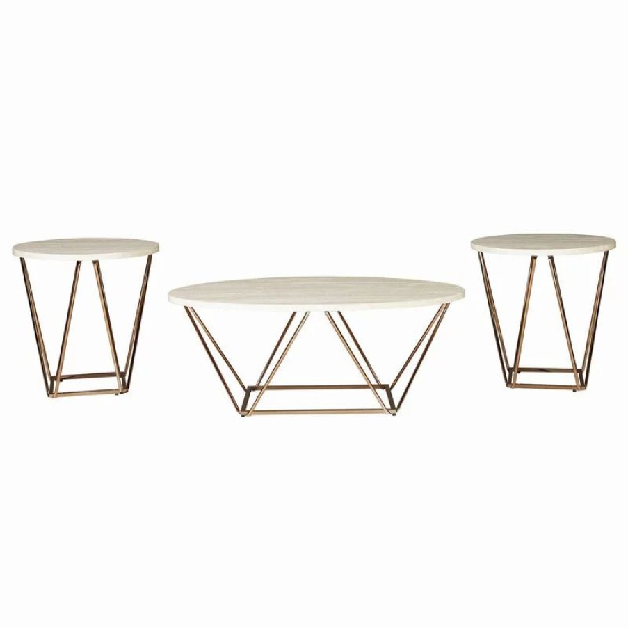 Coffee & Accent Tables * | Ashley Furniture Industries Tarica Two-Tone Occasional Table Set Of 3