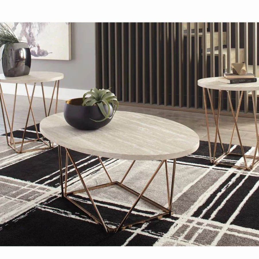 Coffee & Accent Tables * | Ashley Furniture Industries Tarica Two-Tone Occasional Table Set Of 3