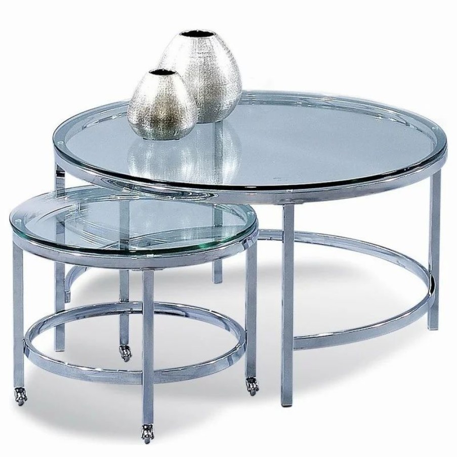 Coffee & Accent Tables * | Bassett Mirror Co. Patinoire Round Cocktail Table On Casters