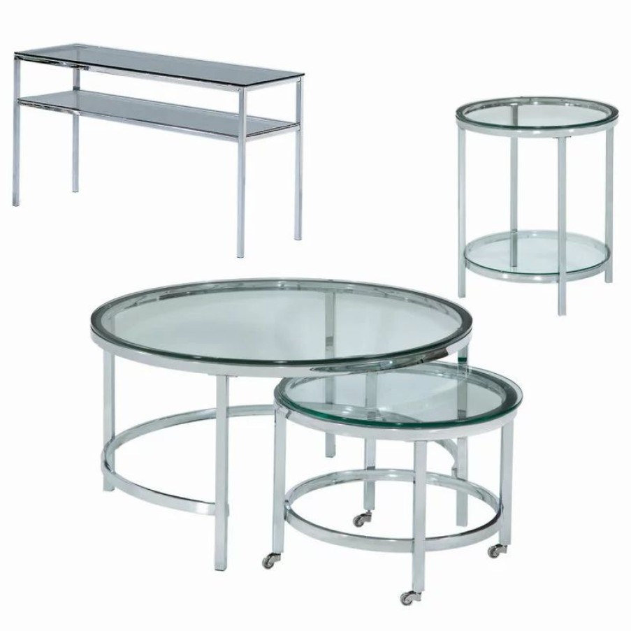 Coffee & Accent Tables * | Bassett Mirror Co. Patinoire Round Cocktail Table On Casters