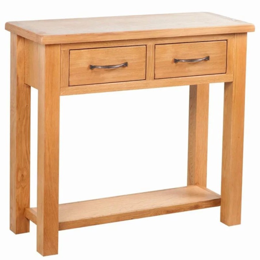 Console Tables * | Vida Xl International B.V. Vidaxl Solid Oak Console Table W/ Drawers Side Cabinet End Sideboard Entryway