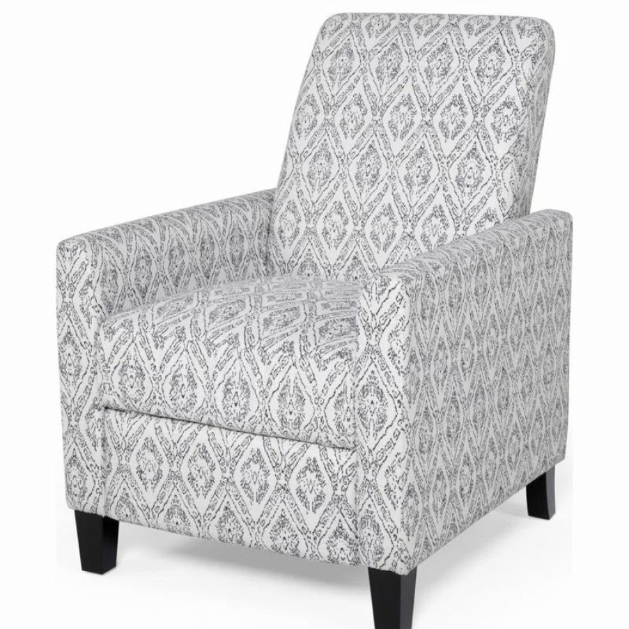 Chairs * | Gdfstudio Bellagio Contemporary Fabric Upholstered Push Back Recliner, Black Print/Espress