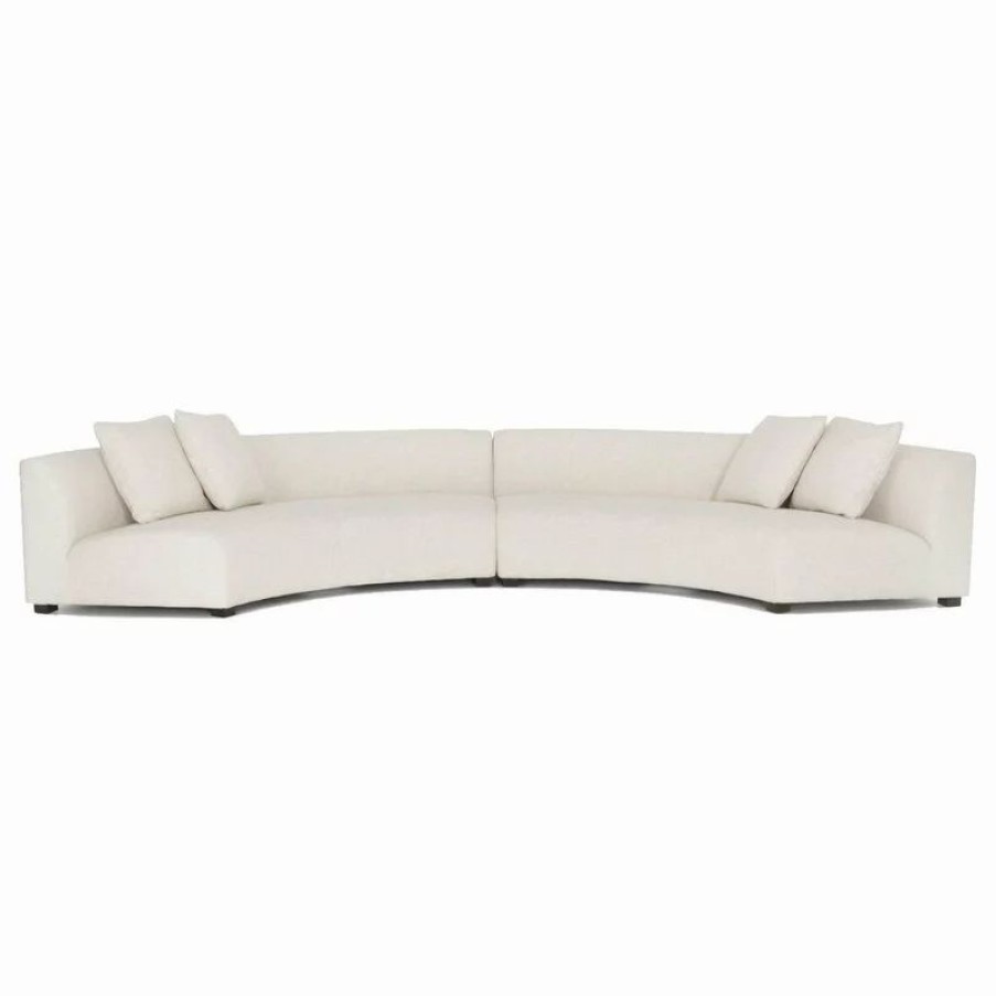 Sofas & Sectionals * | Zin Home Liam Modern Cream 2 Piece Curved Sectional Sofa