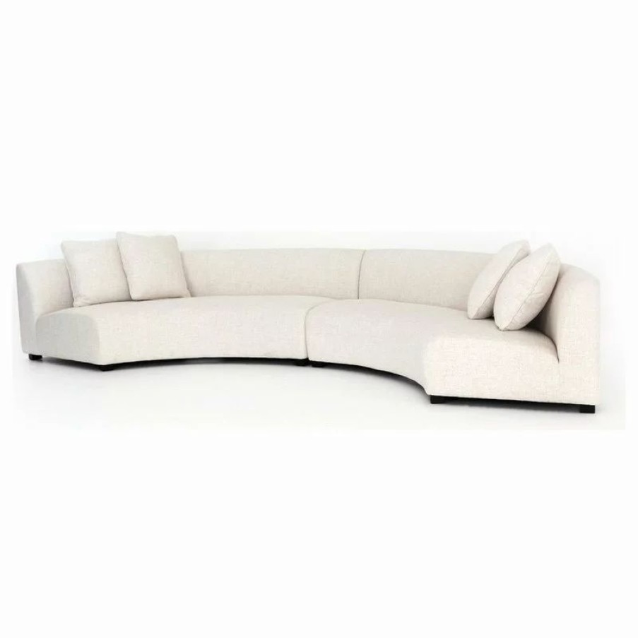 Sofas & Sectionals * | Zin Home Liam Modern Cream 2 Piece Curved Sectional Sofa