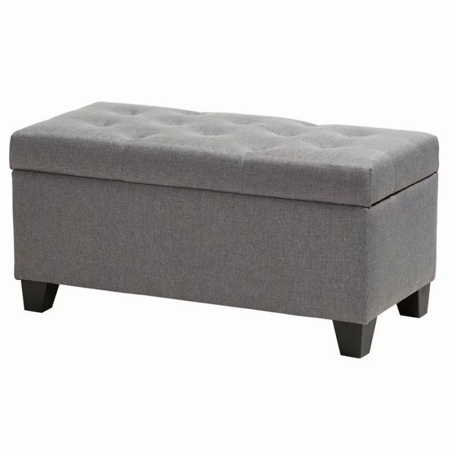 Footstools & Ottomans * | Baxton Studio Michaela Fabric Upholstered Storage Ottoman, Gray