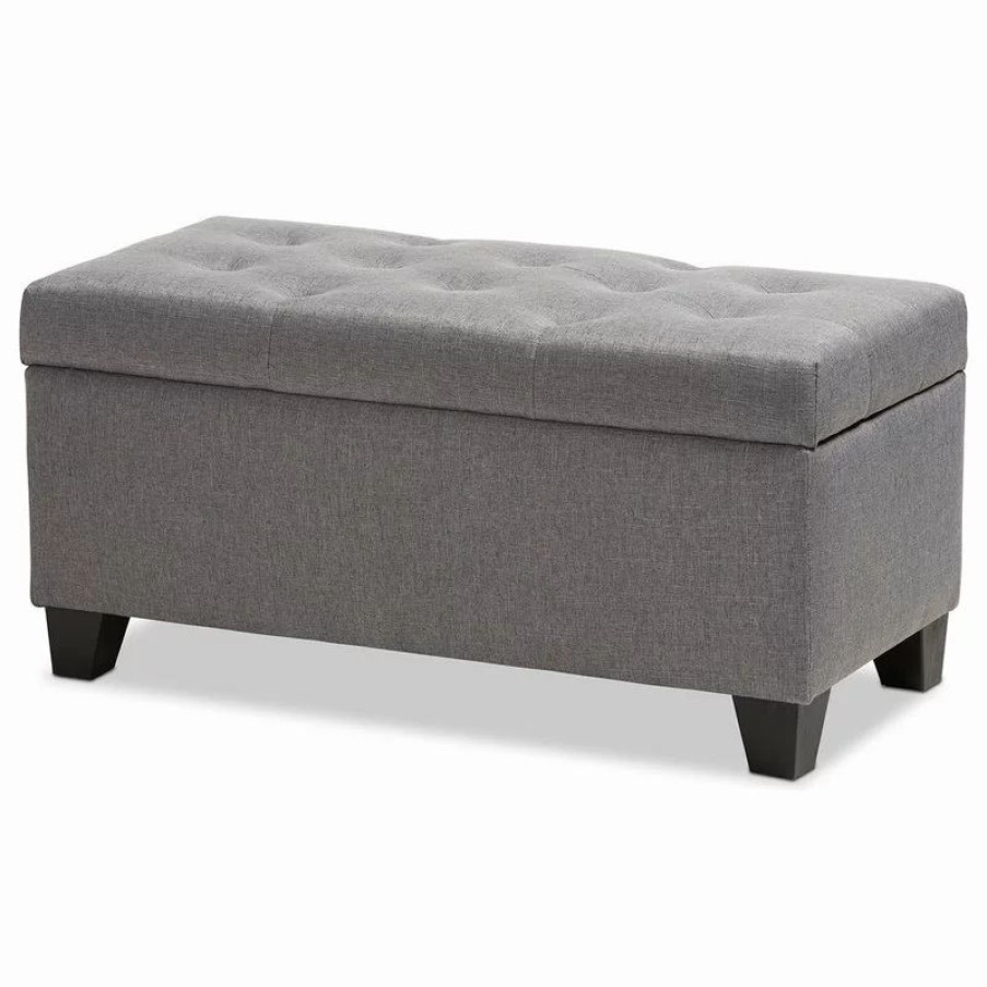 Footstools & Ottomans * | Baxton Studio Michaela Fabric Upholstered Storage Ottoman, Gray