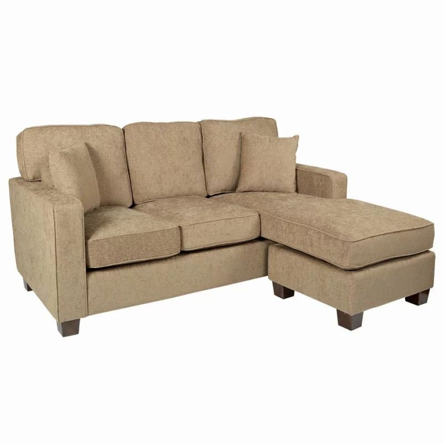 Sofas & Sectionals * | Office Star Products Russell Sectional, Earth Fabric With 2 Pillows And Coffeeed Legs