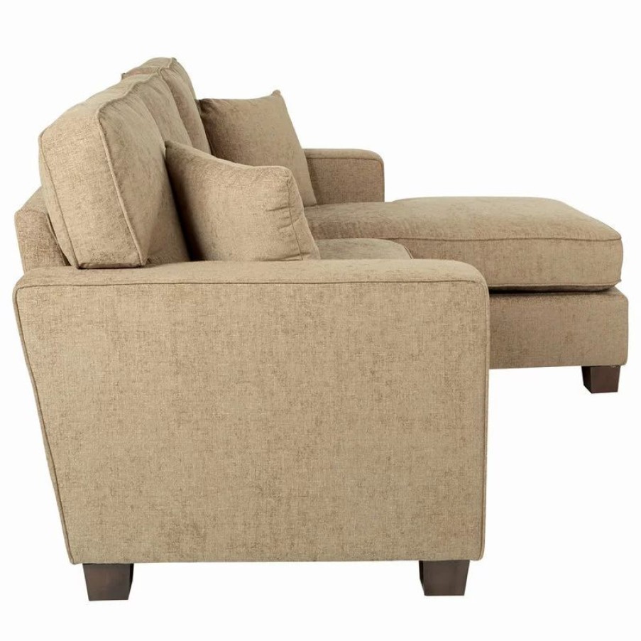 Sofas & Sectionals * | Office Star Products Russell Sectional, Earth Fabric With 2 Pillows And Coffeeed Legs