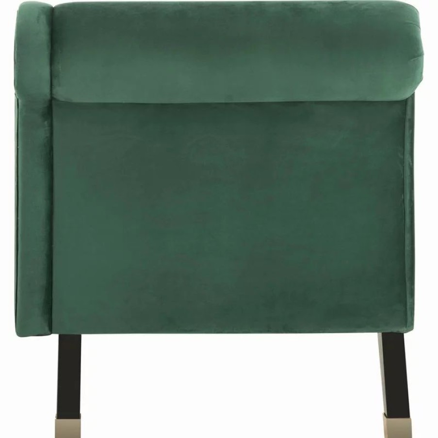 Chairs * | Safavieh Caiden Chaise Emerald, Espresso