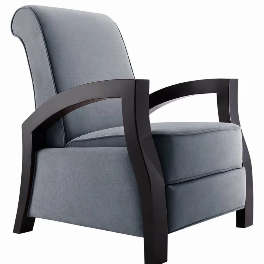 Chairs * | Artiva Usa Java Black Premium Gray Microvelvet Recliner, Gray