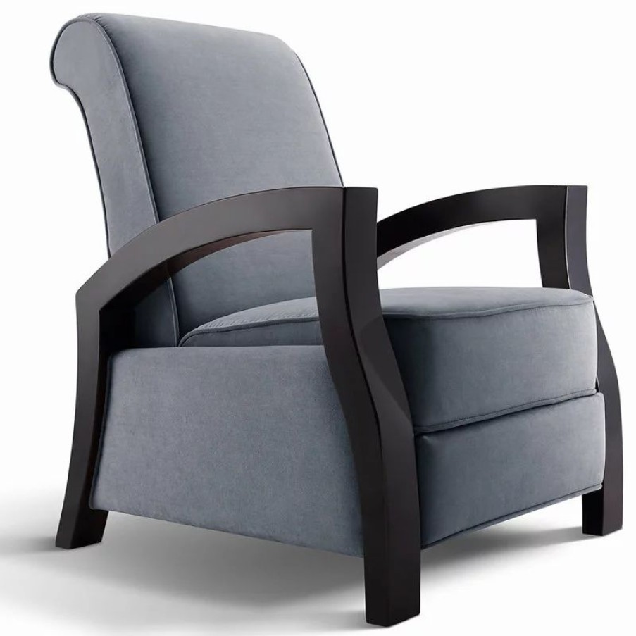 Chairs * | Artiva Usa Java Black Premium Gray Microvelvet Recliner, Gray