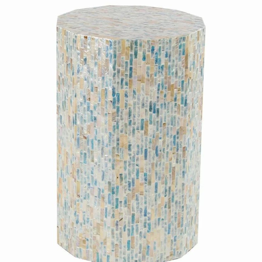 Coffee & Accent Tables * | Brimfield & May Contemporary Blue Mother Of Pearl Accent Table 47336