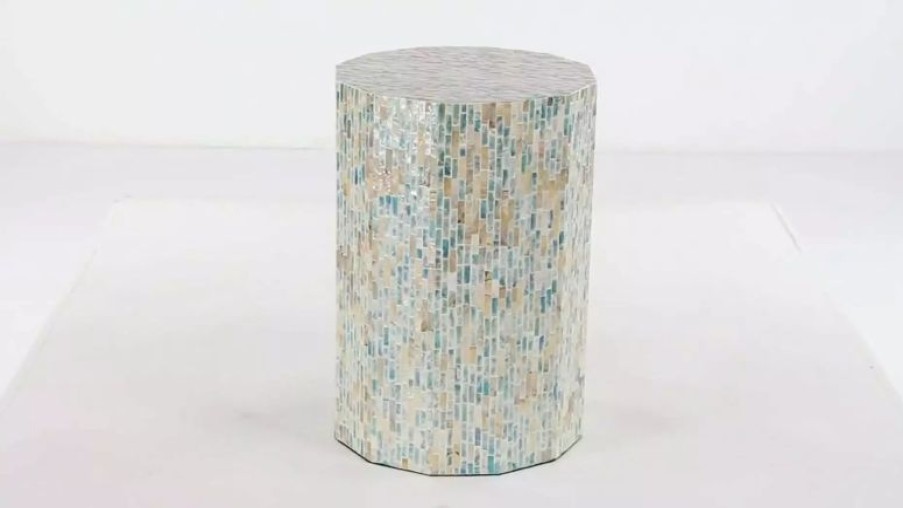 Coffee & Accent Tables * | Brimfield & May Contemporary Blue Mother Of Pearl Accent Table 47336