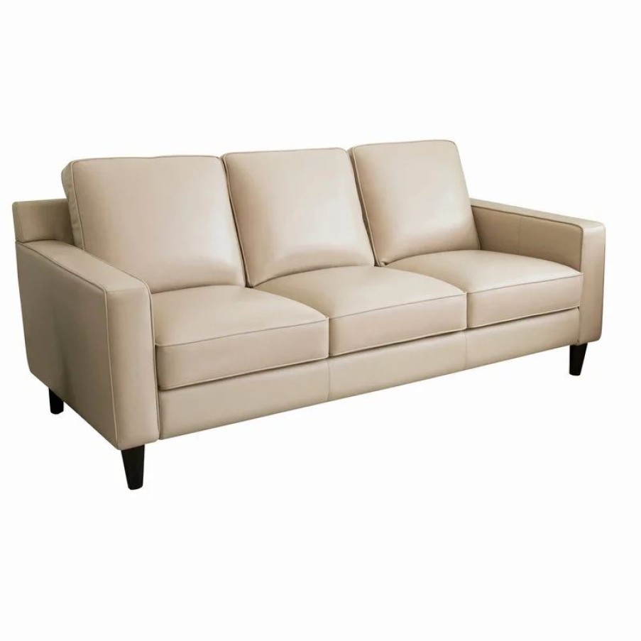 Sofas & Sectionals * | Abbyson Living Stardell Top Grain Leather Sofa, Cream