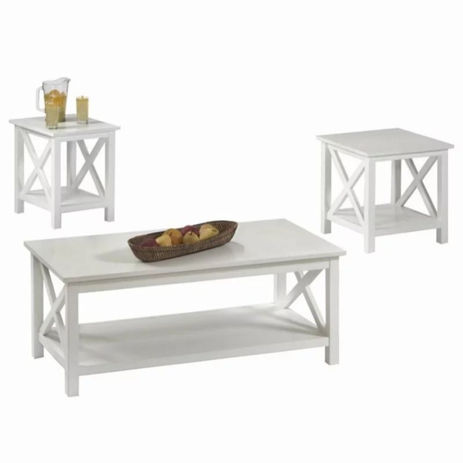 Coffee & Accent Tables * | Progressive Furniture Seascape I 3 Piece Coffee Table Set In Textured White