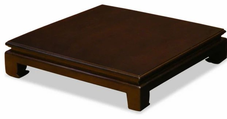 Coffee & Accent Tables * | China Furniture And Arts 16 Inch Dark Brown Elmwood Chinese Square Stand