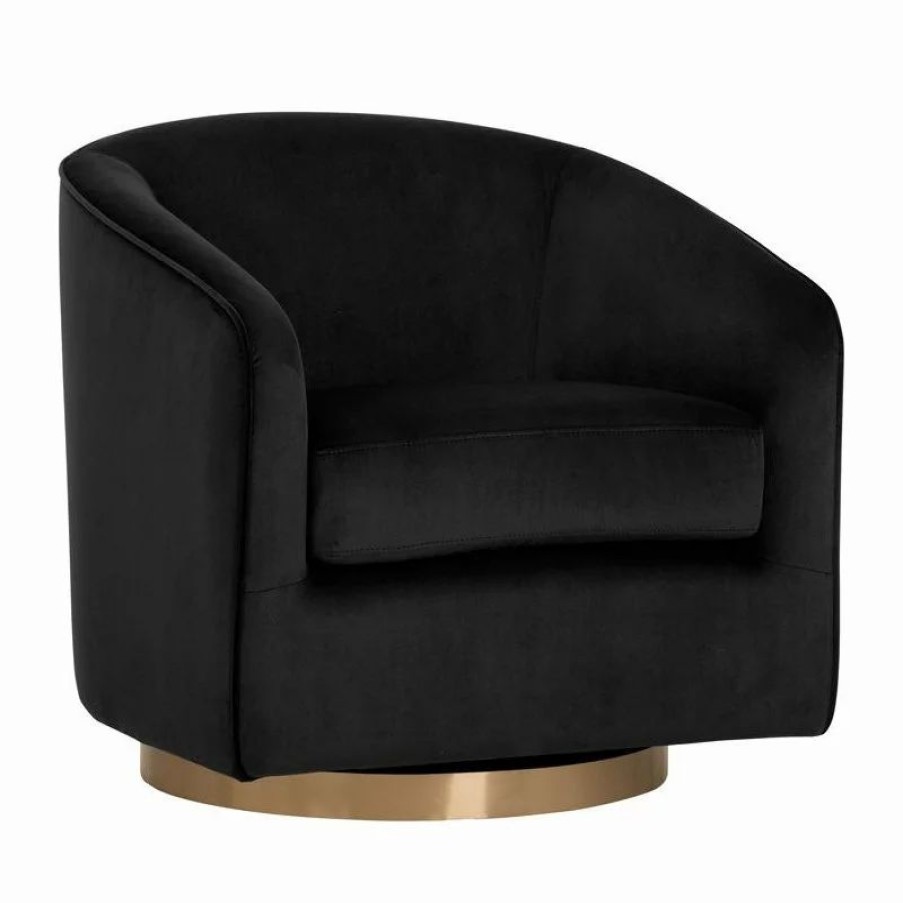 Chairs * | Sunpan Modern Home Hazel Swivel Lounge Chair, Black Sky