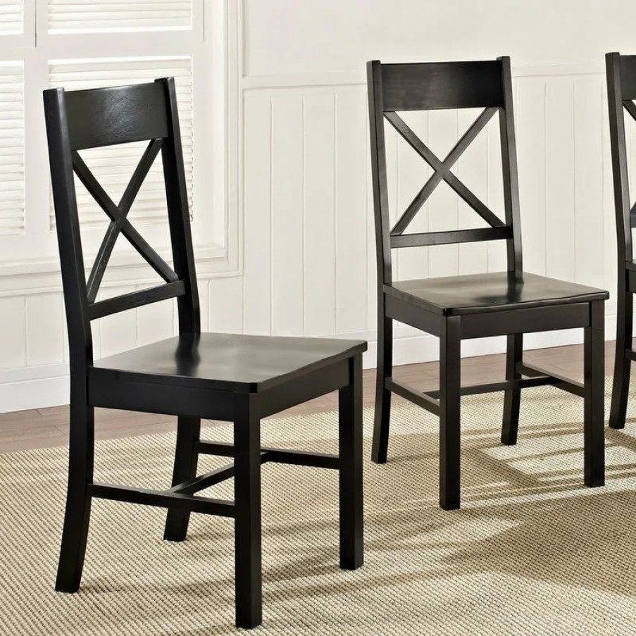 Chairs * | Walker Edison Wood Dining Chairs, Set Of 2 Black