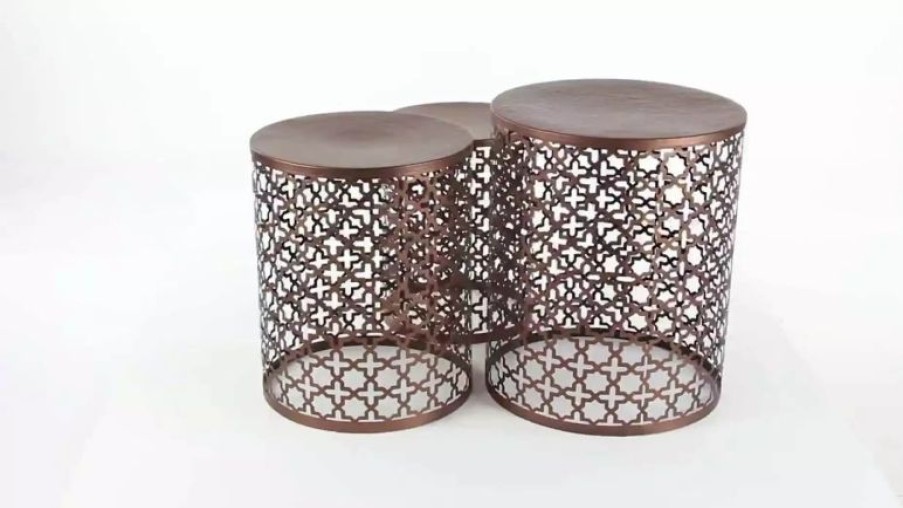 Coffee & Accent Tables * | Brimfield & May Industrial Bronze Metal Accent Table 23941