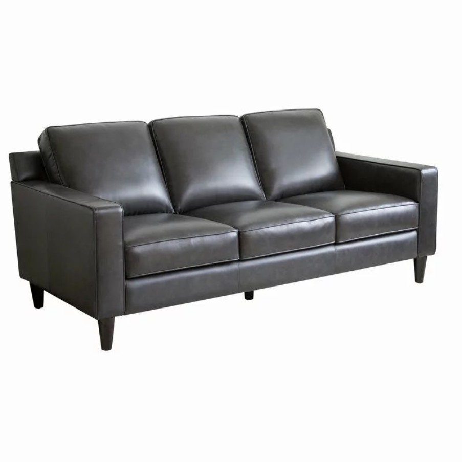 Sofas & Sectionals * | Abbyson Living Stardell Top Grain Leather Sofa, Dark Gray