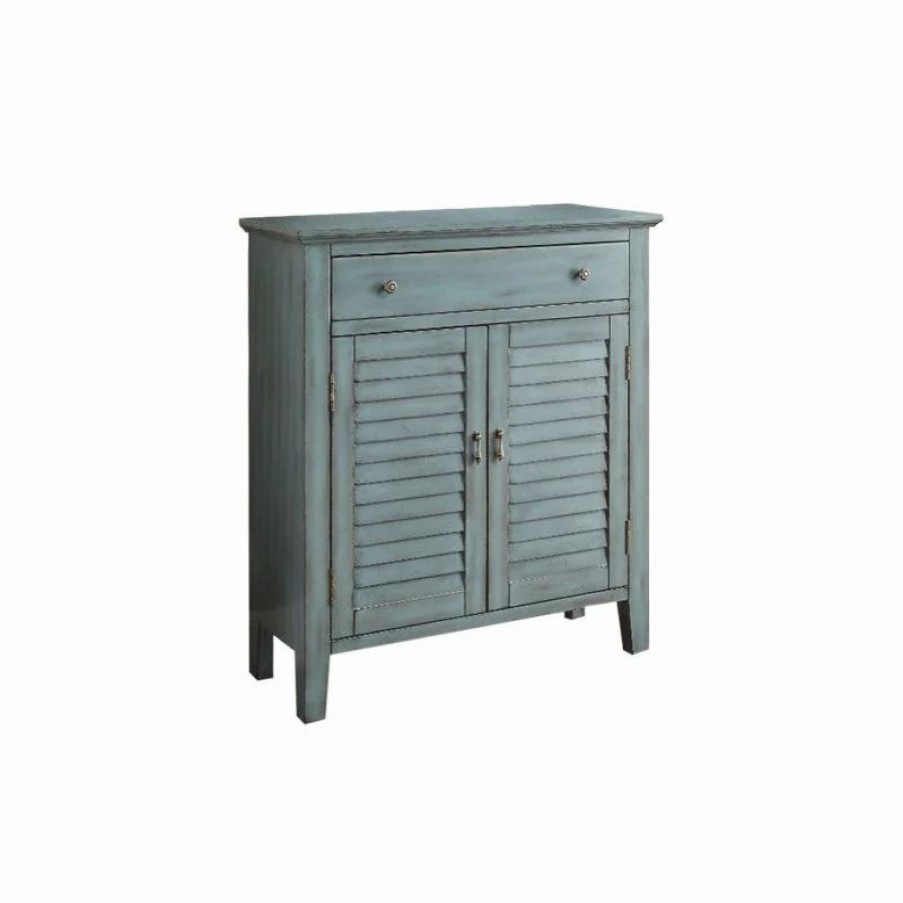 Console Tables * | Acme Furniture Acme Winchell 1 Drawer Wooden Console Table With 2 Doors In Antique Blue