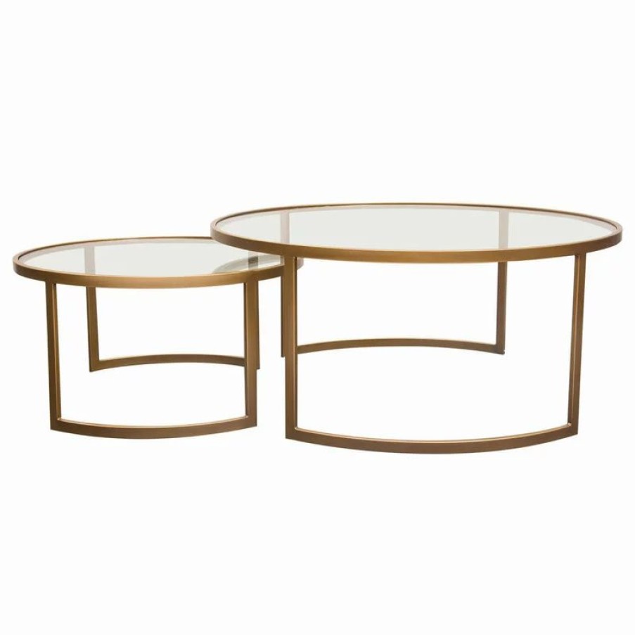 Coffee & Accent Tables * | Diamond Sofa Lane 2-Piece Round Nesting Set, Clear Tempered Glass Tops