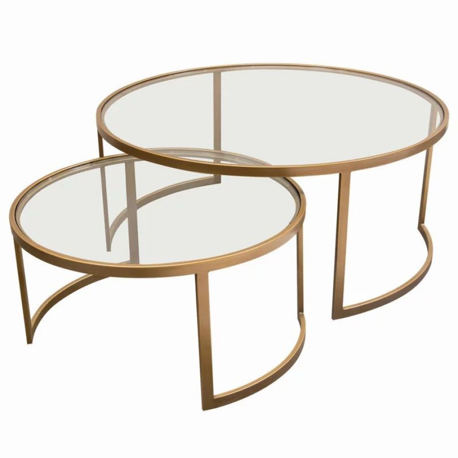 Coffee & Accent Tables * | Diamond Sofa Lane 2-Piece Round Nesting Set, Clear Tempered Glass Tops