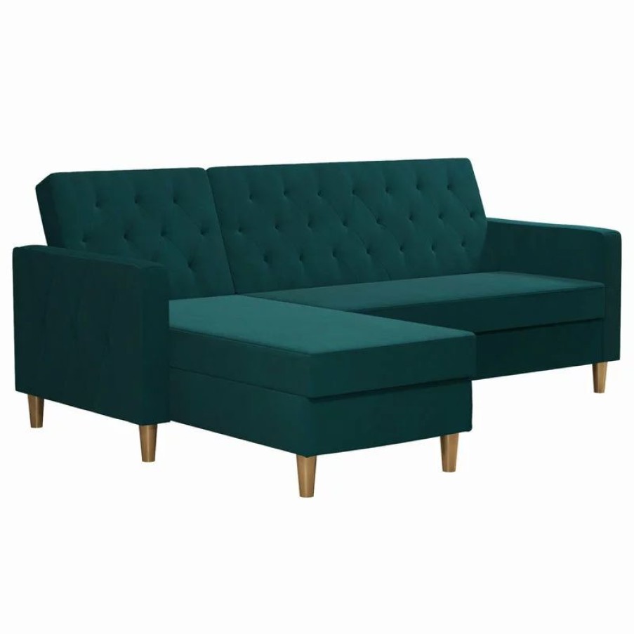 Sofas & Sectionals * | Brimfield & May Cosmoliving By Cosmopolitan Liberty Sectional/Futon, Green Velvet