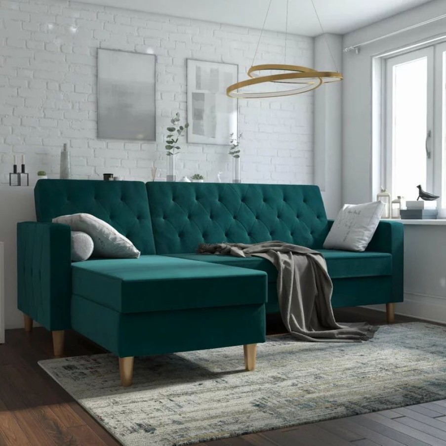 Sofas & Sectionals * | Brimfield & May Cosmoliving By Cosmopolitan Liberty Sectional/Futon, Green Velvet