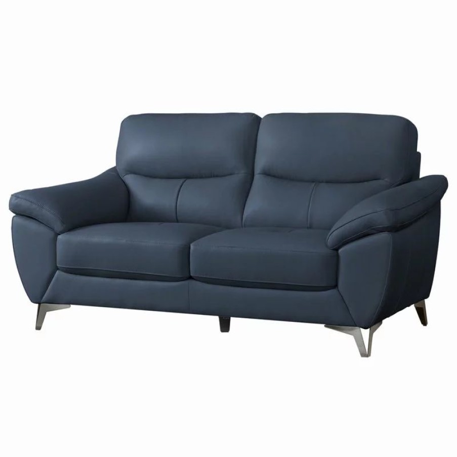 Sofas & Sectionals * | Abbyson Living Candace Top Grain Leather Loveseat, Blue