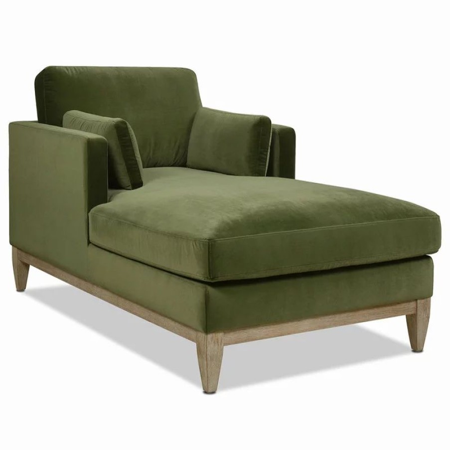 Chairs * | Jennifer Taylor Home Knox 65 Modern Farmhouse Chaise Lounge Chair, Olive Green Performance Velvet