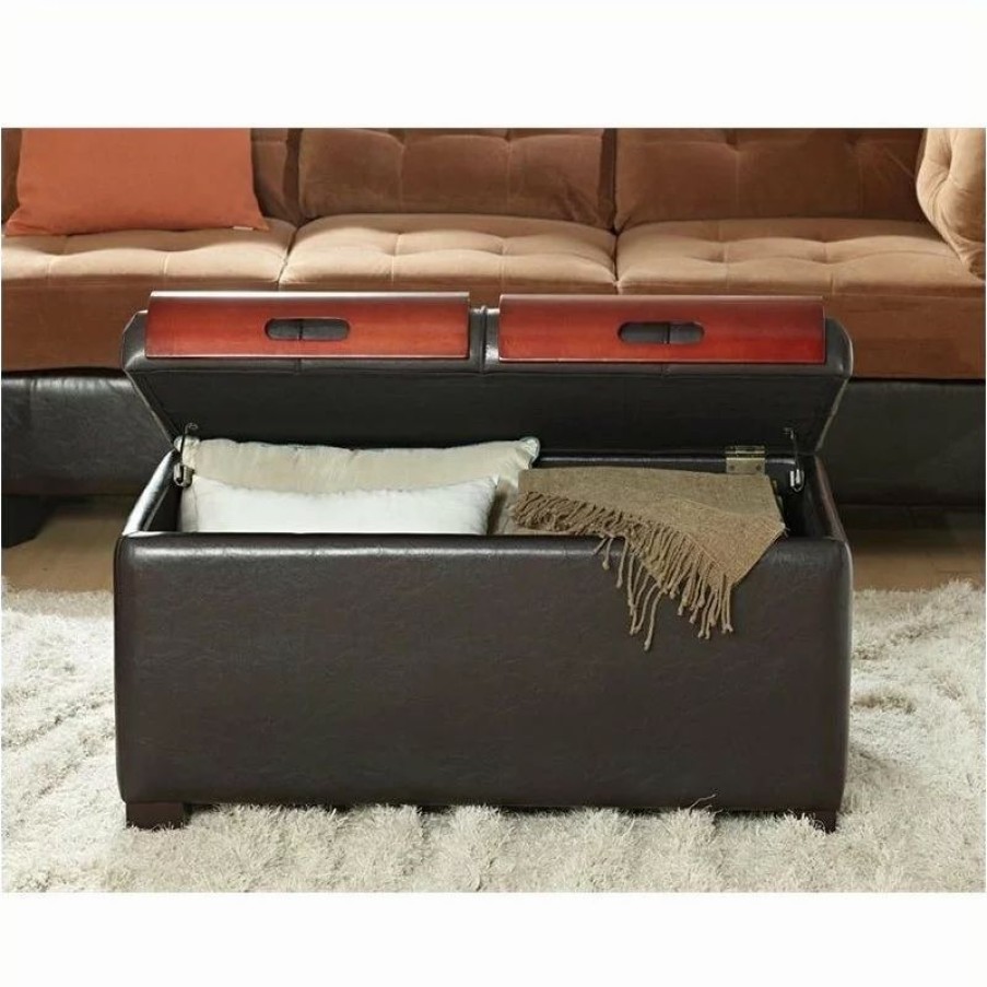 Footstools & Ottomans * | Convenience Concepts Designs4Comfort Storage Ottoman In Espresso Faux Leather