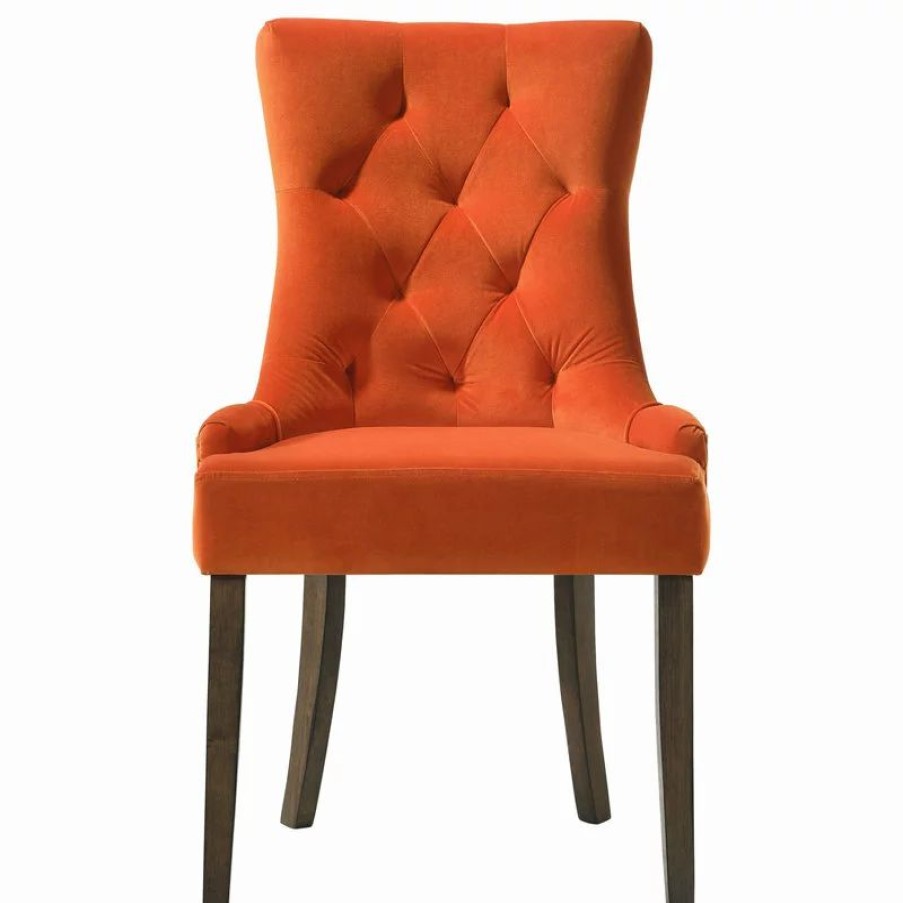 Chairs * | Acme Furniture Farren Side Chair, Orange Velvet And Espresso Finish