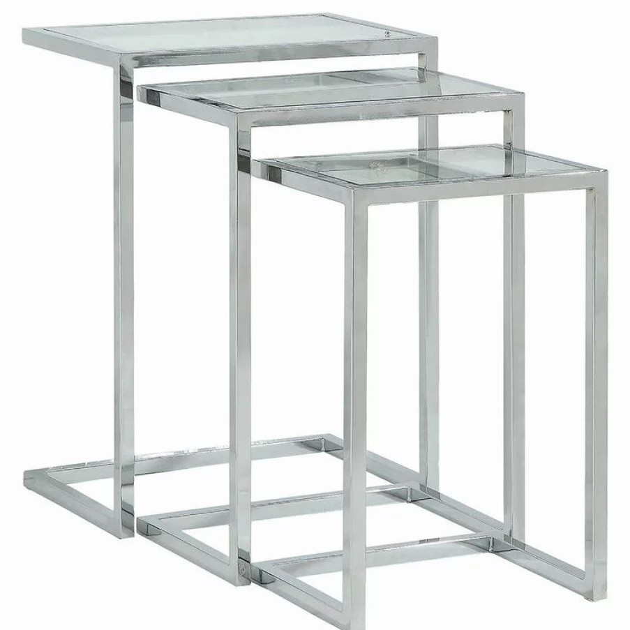 Coffee & Accent Tables * | Carolina Classics Easton Nesting Table Set, Chrome