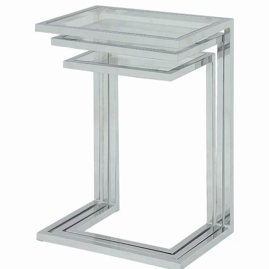 Coffee & Accent Tables * | Carolina Classics Easton Nesting Table Set, Chrome