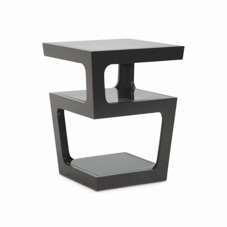 Coffee & Accent Tables * | Baxton Studio Clara Black Modern End Table With 3, Tiered Glass Shelves