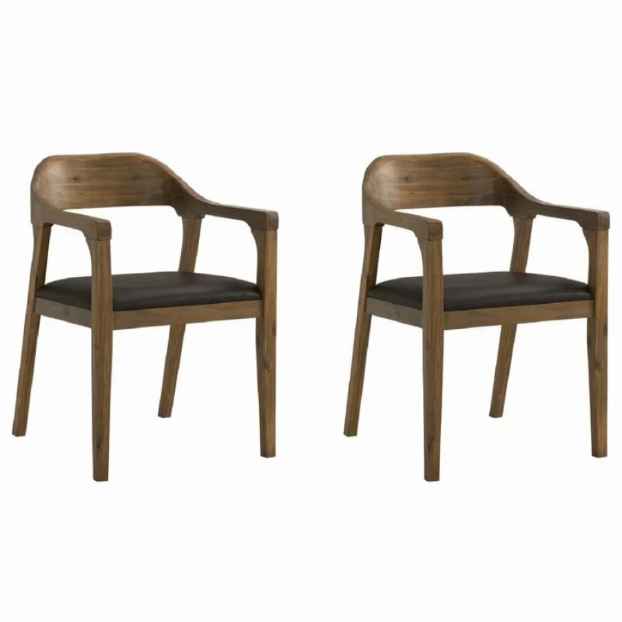 Chairs * | Boraam Industries, Inc. Rasmus Dining Arm Chair, Chestnut Wire-Brush, Set Of 2