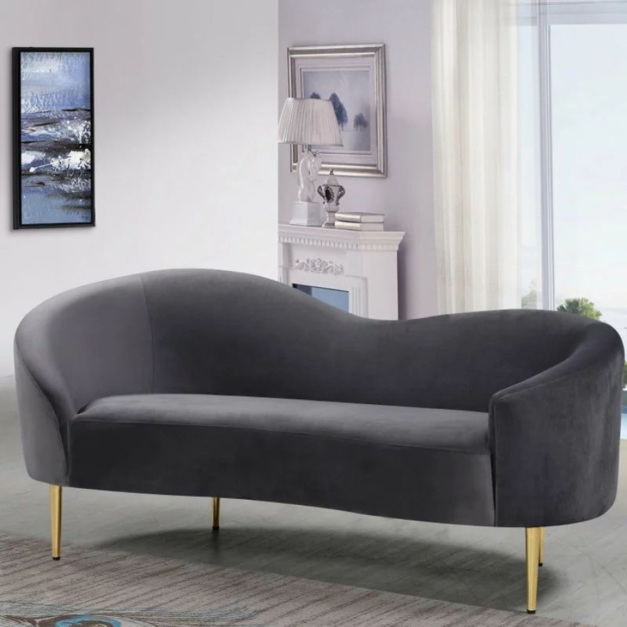 Sofas & Sectionals * | Meridian Furniture Ritz Velvet Loveseat, Gray