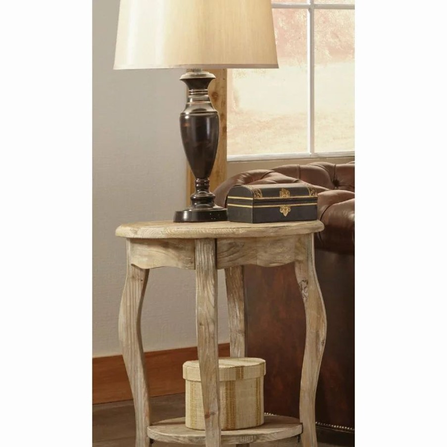 Coffee & Accent Tables * | Bolton Furniture, Inc. Rustic Reclaimed Round End Table, Driftwood