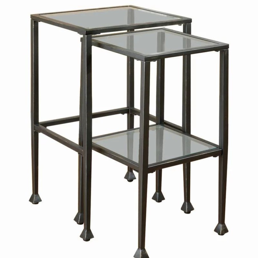 Coffee & Accent Tables * | Coaster Home Furnishings Coaster 2-Piece Glass And Metal Nesting Tables